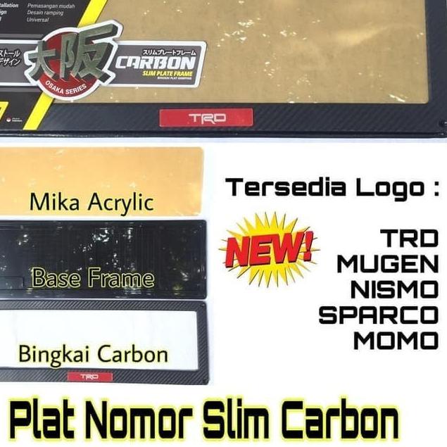 COVER / DUDUKAN / TATAKAN / TEMPAT PLAT NOMOR MOBIL AKRILIK IZY CARBON - SPARCO