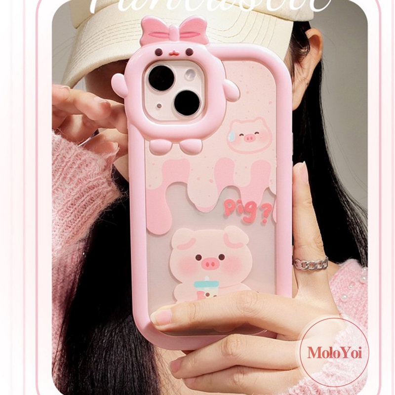 Soft Case Tpu Motif Kartun Milk Tea Pig 3D Untuk iPhone 11 6Plus 7Plus 13 12 14 Pro Max XR 6 7 8 6s 14 Plus X XS Max SE 2020