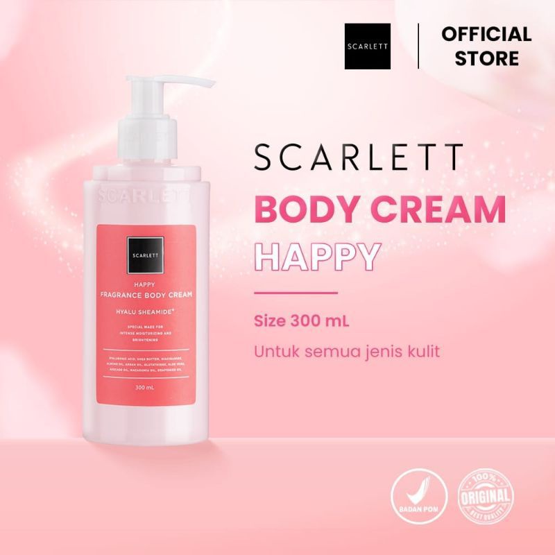 Miffglow - scarlett whitening body cream happy jolly charming original 100%