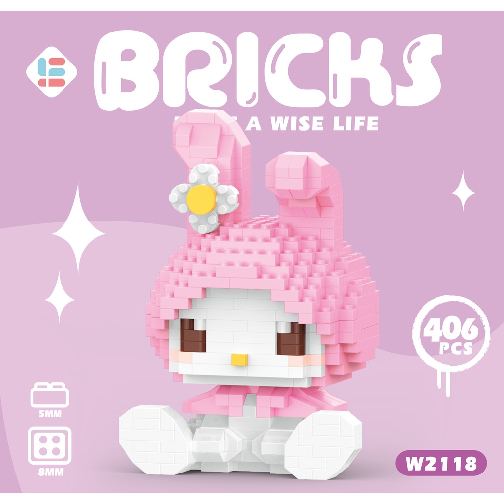 [IN Stock] Blok Bangunan Partikel Kecil Kuromi My Melody Hello Kitty Sanrio Rakitan Mainan Hadiah Anak Perempuan Seri Pop Doll DIY Dekorasi Puzzle