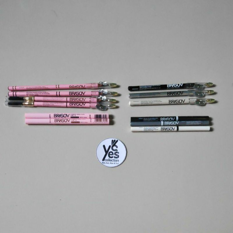 Brasov Eyebrow Pensil Alis Auto + Brush 3in1 Black Brown Hitam Coklat ( Pensil Alis + Sharperner + Brush)