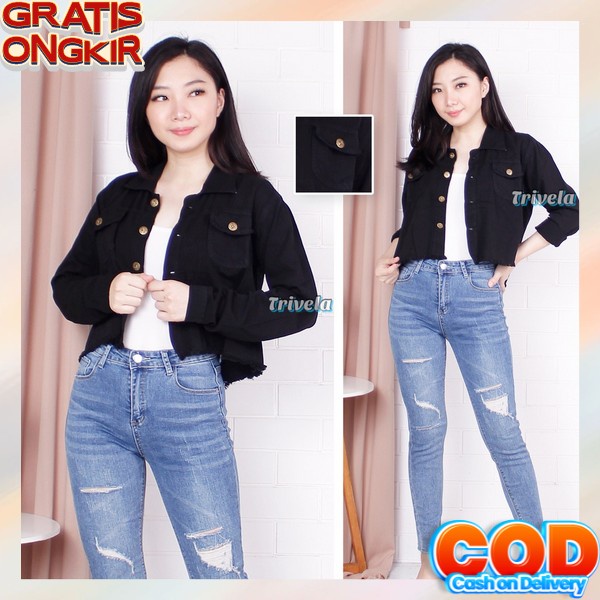 Jaket Levis Oversize Jumbo Big Size Jeans Jacket Denim Wanita Perempuan Cewek Cewe Terbaru Kekinian 