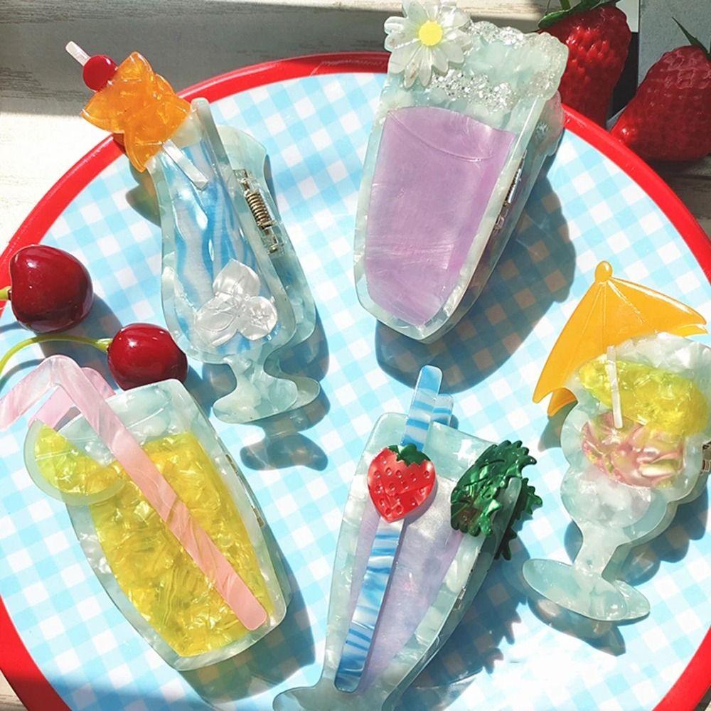 Agustina Fruits Hair Claw Lucu Elegan France Style Heardress Ice Cream Rambut Baru Menangkap Bunga Ins Jepit Minuman Ponytail Holder Korea Hiu Klip
