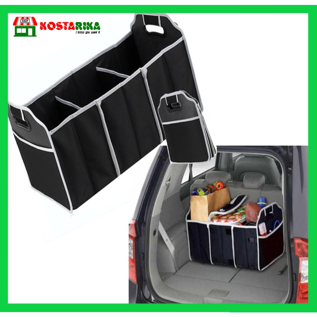 KOSTARIKA Car Box LIST PUTIH Organizer Rak Robil, Car Trunk Organizer Bagasi Mobil Menyimpan Belanjaan Dan Alat