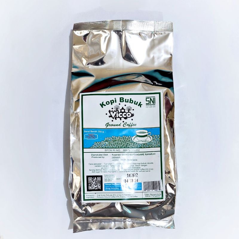 

Kopi Robusta Ekselen 250gram | Sekar Arum | Vicco | Kopi Puslit Kopi Kakao Jember | Puslitkoka