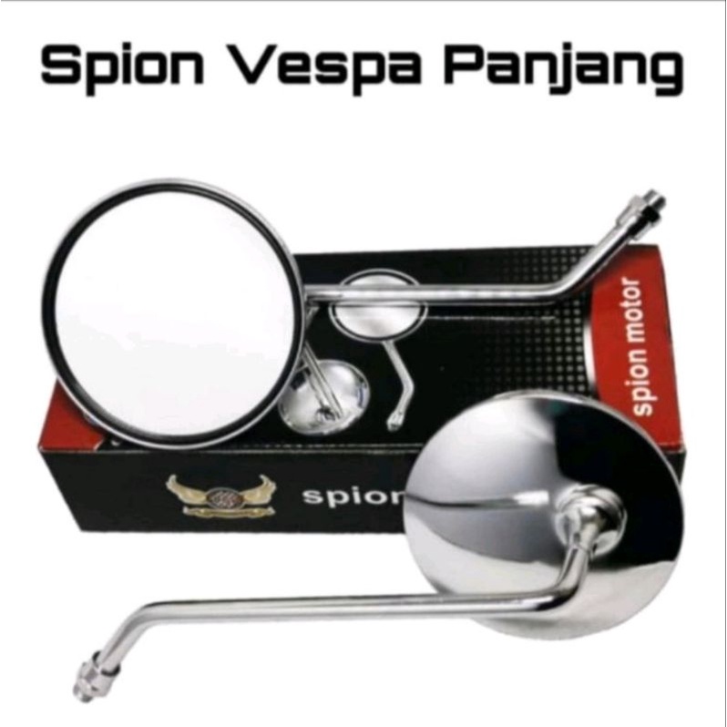 Spion Vespa Crome Bingkai panjang Drat Honda/Yamaha full censi universal Honda/yamaha