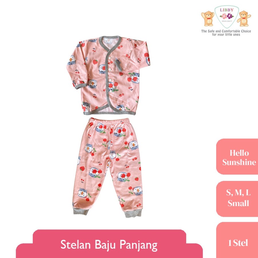 LIBBY SETELAN BAJU PANJANG ANAK KANCING DEPAN MOTIF HELLO SUNSHINE