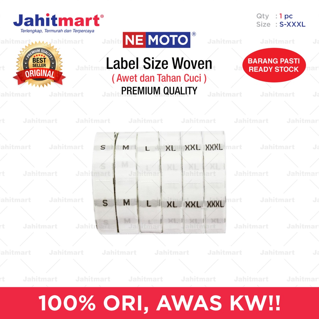 

LABEL SIZE WOVEN WARNA PUTIH GADING