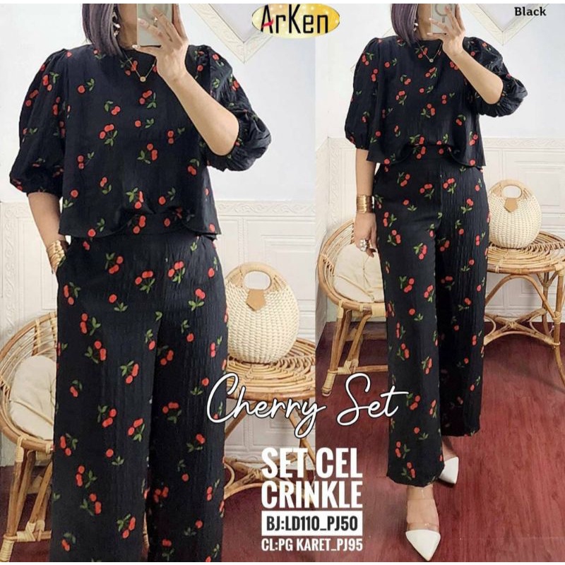 CHERRY SET. SETELAN BAJU DAN CELANA WANITA JUMBO