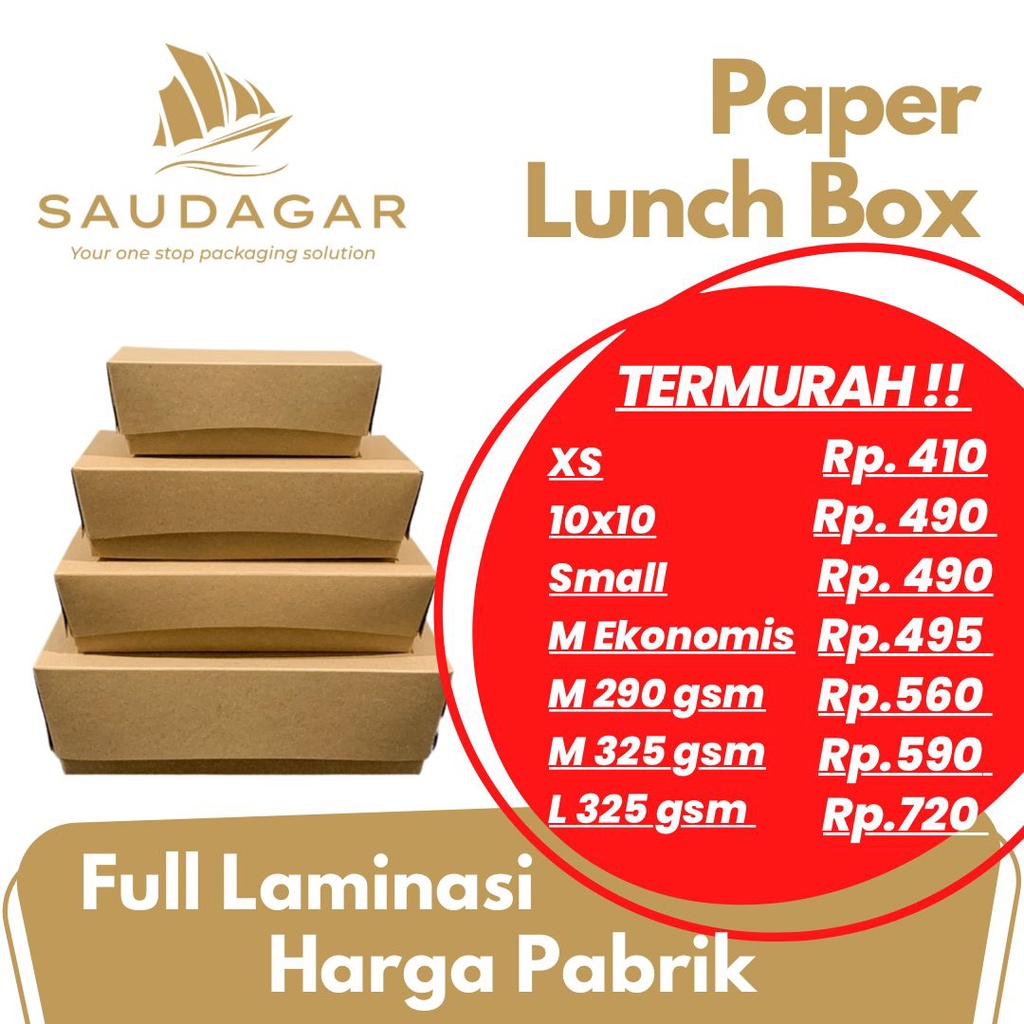 Paper lunch box kraft medium dan large / dus kotak nasi take away / paper box