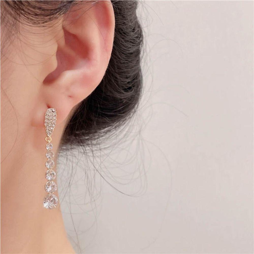 Mxbeauty Anting Wanita Zirkon Perancis Elegan Rumbai Manik-Manik Manis Perhiasan Fashion