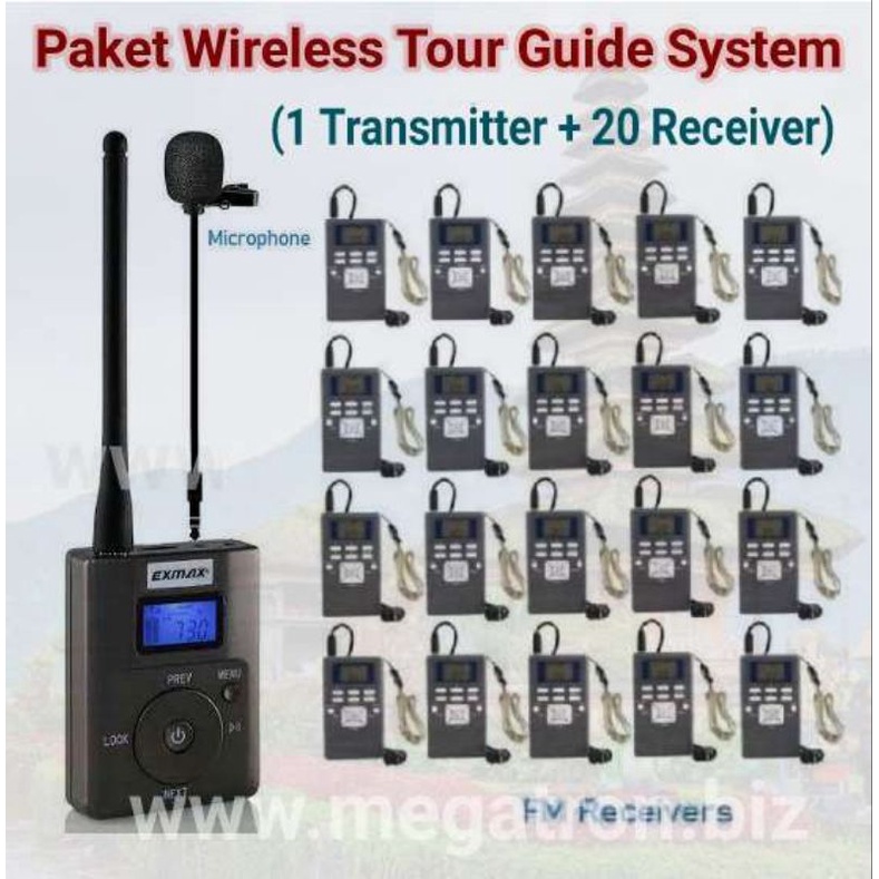 Paket Wireless Tour Guide System (1 wireless Transmitter + 20 Receiver)