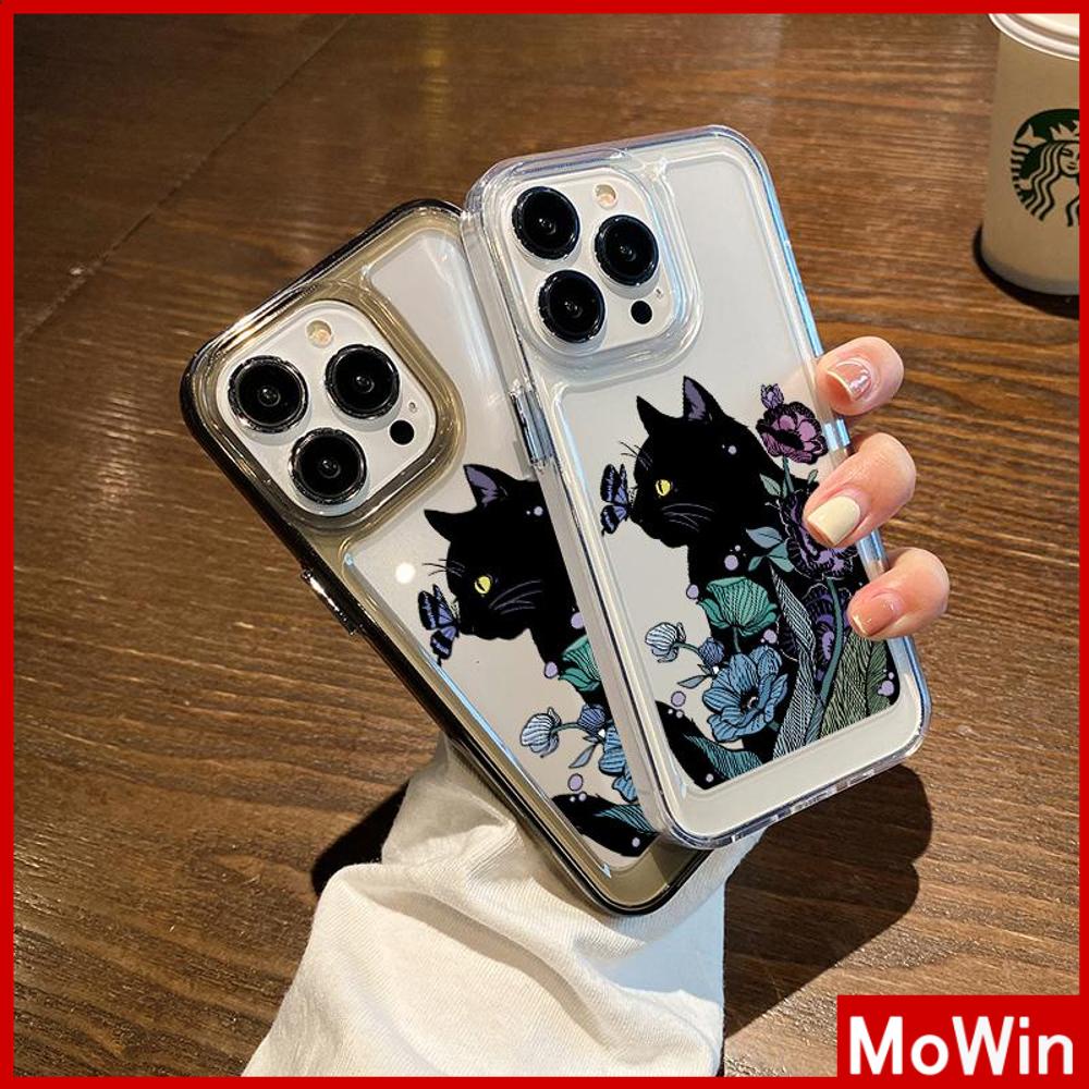 For iPhone 14 Pro Max iPhone Case High Clear Acrylic Hard Case Plating Buttons Shockproof Dark Purple Cat Compatible For iPhone 13 Pro max 12 Pro Max 11 xr 7plus 6splus 8plus