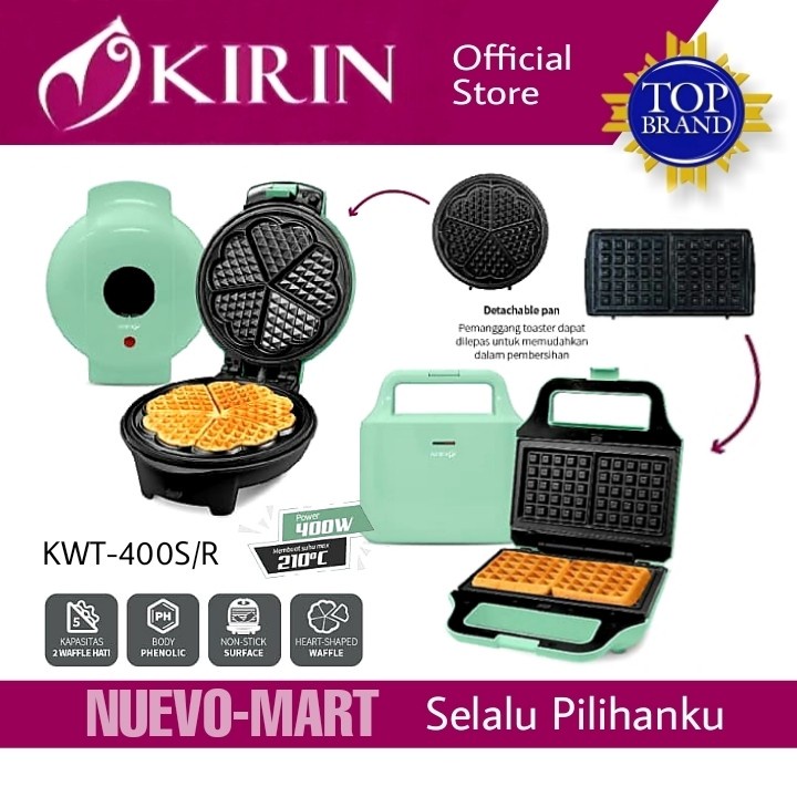 KIRIN Waffle Toaster KWT 400 S/R / Pembuat Roti Waffle