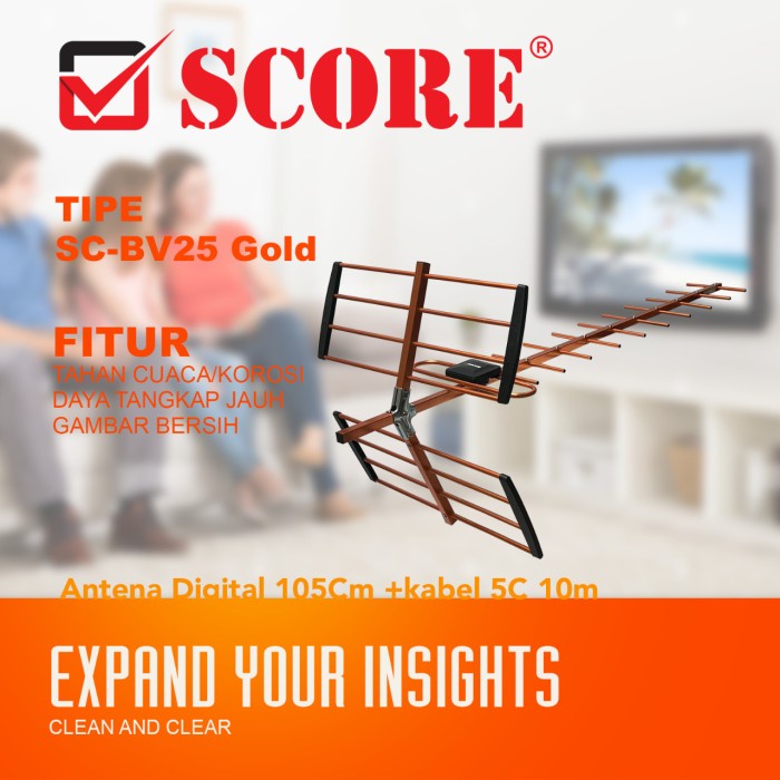 ANTENA TV DIGITAL Antena Digital Score BV25 GOLD Tanpa boster super jernih box segala arah kuat siny