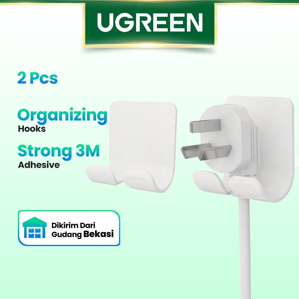 【Stok Produk di Indonesia】Ugreen 2Pcs / Pak Gantungan Dinding Bahan ABS Warna Putih untuk Kunci