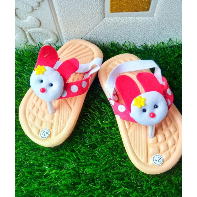 [1-3 TAHUN] Sandal Jepit Anak Perempuan press boneka kelinci rabbit / Sendal boneka  anak cewe press / SANDAL BABY KIDS BONEKA / SANDAL PREWALKER BAYI BONEKA