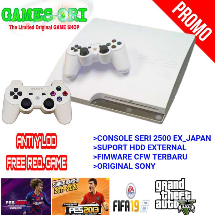 Jual Playstation PS3 Ps 3 SONY SLIM CFW S25xx 120GB ANTI YLOD PUTIH + 2