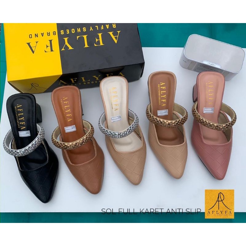 SANDAL HEELS AFLYFA TALI MUTIARA, REALPICTURE, GOOD QUALITY, FREE BOX