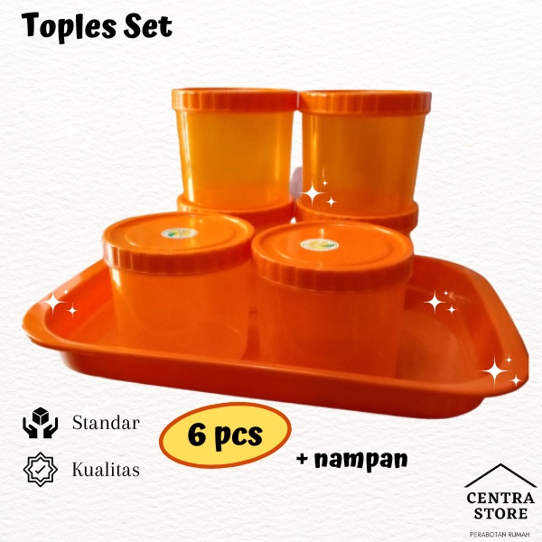 Toples Kue Set + Nampan 6pcs Warna