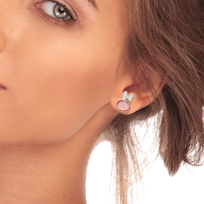 Fancyqube Anting Stud Opal Desain Kelinci Gaya Korea Untuk Wanita