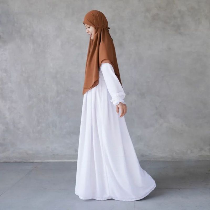 HIJAB ALILA Gamis Shafiyya Putih White Dress Simpel + Furing