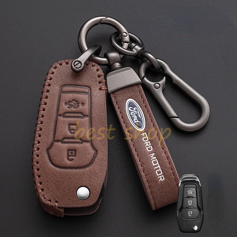 Ford Ranger Kulit Sarung Kunci Mobil Remote Key Case Shell Holder Kantong Key Fob Keychain Untuk Ford Ranger Ecosport Focus
