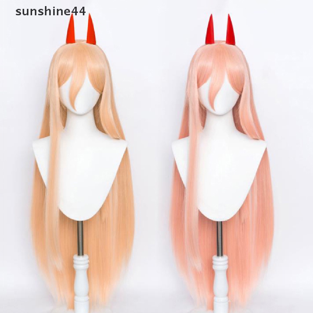 Sunshine Wig / Rambut Palsu Sintetis Panjang Model Anime Chain Man Makima Power Warna Oranye / Pink Untuk Cosplay