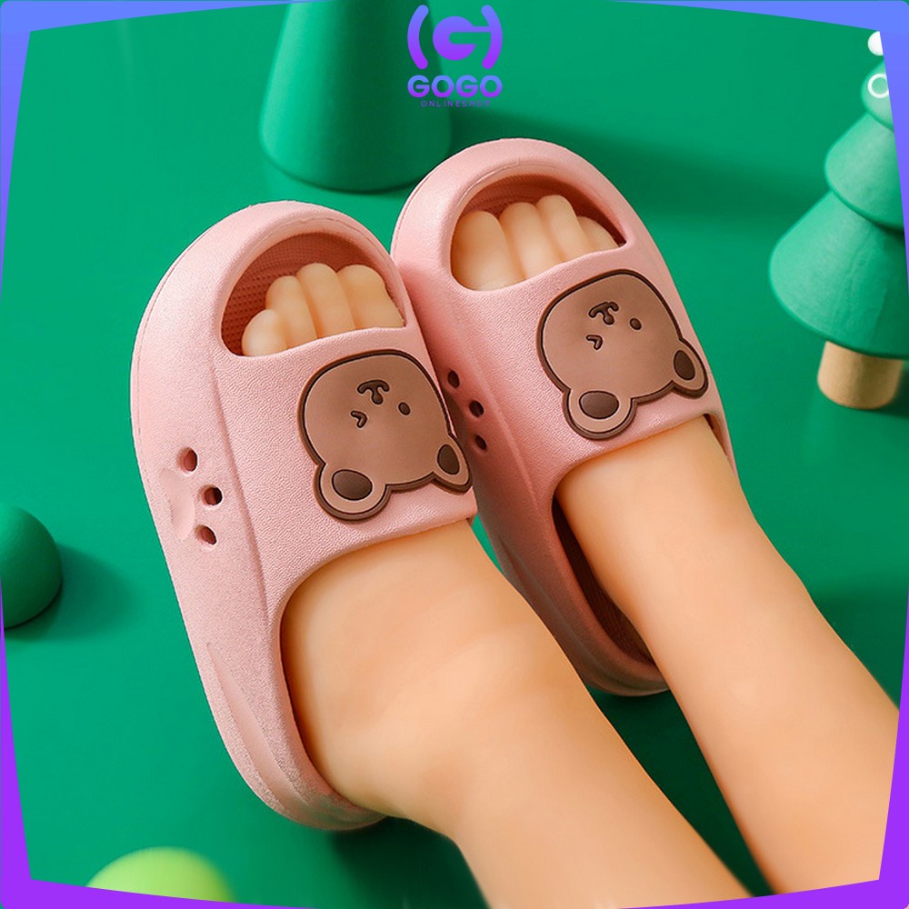 GOGO-S45 Sandal Anak Perempuan Laki Laki Model Slip On Motif Beruang Anti Slip / Sandals Bear Baby Slippers High Quality Import