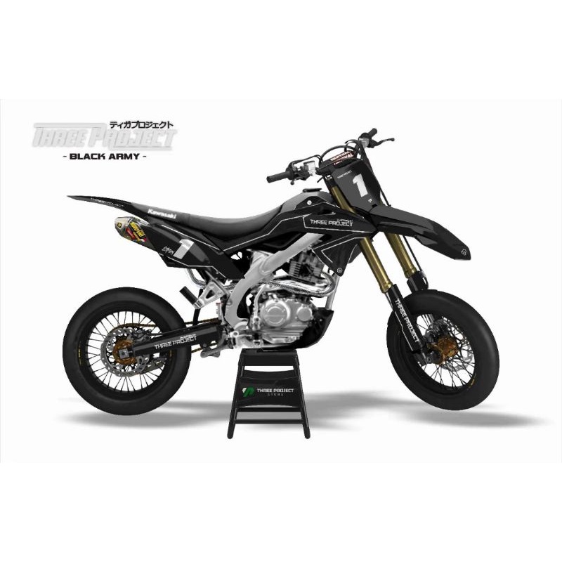 STIKER DECAL BLACK ARMY BY THREEPROJECT KLX BF, DTRACKER, CRF, WR, GORDONS