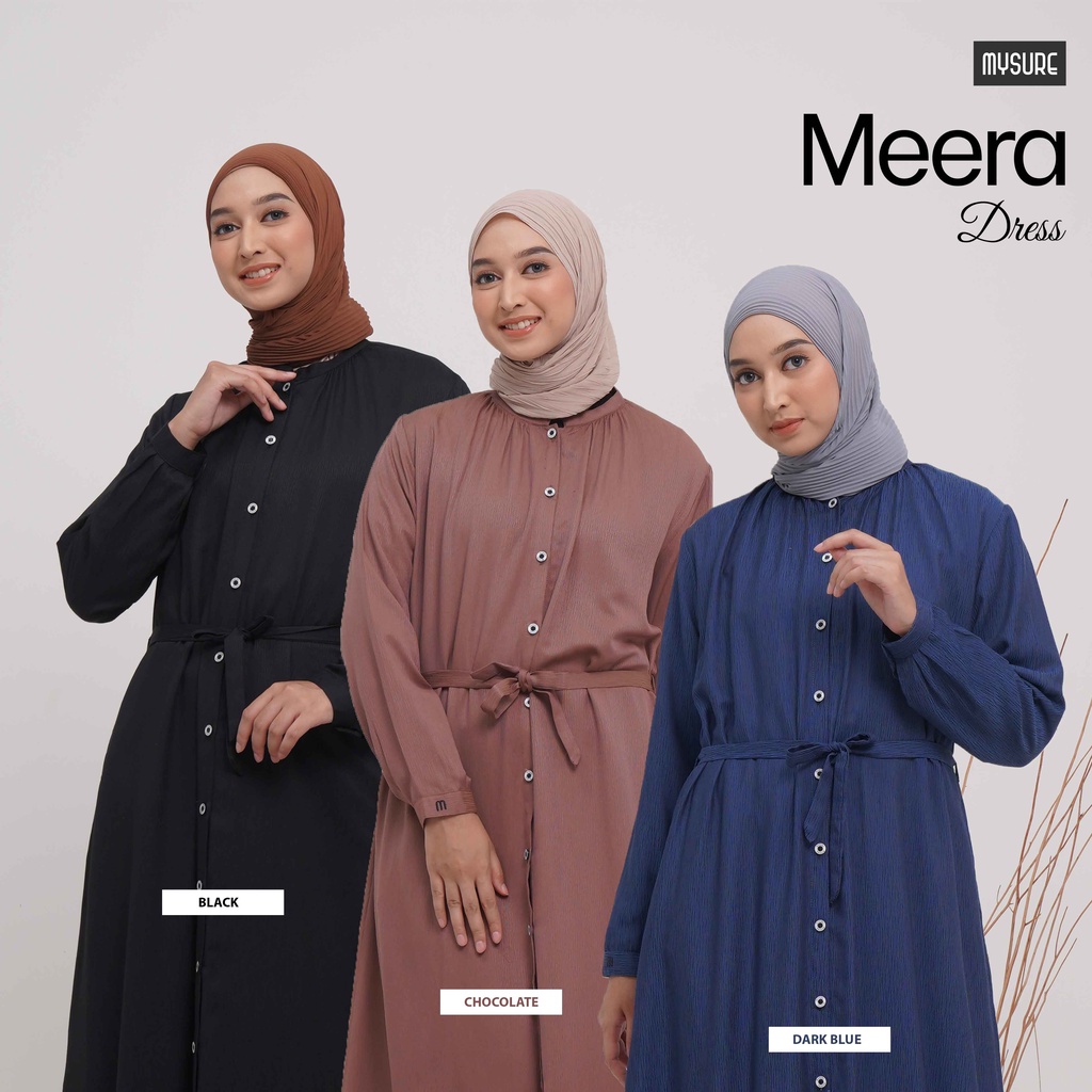 Gamis Meera Dress Wanita polos kancing