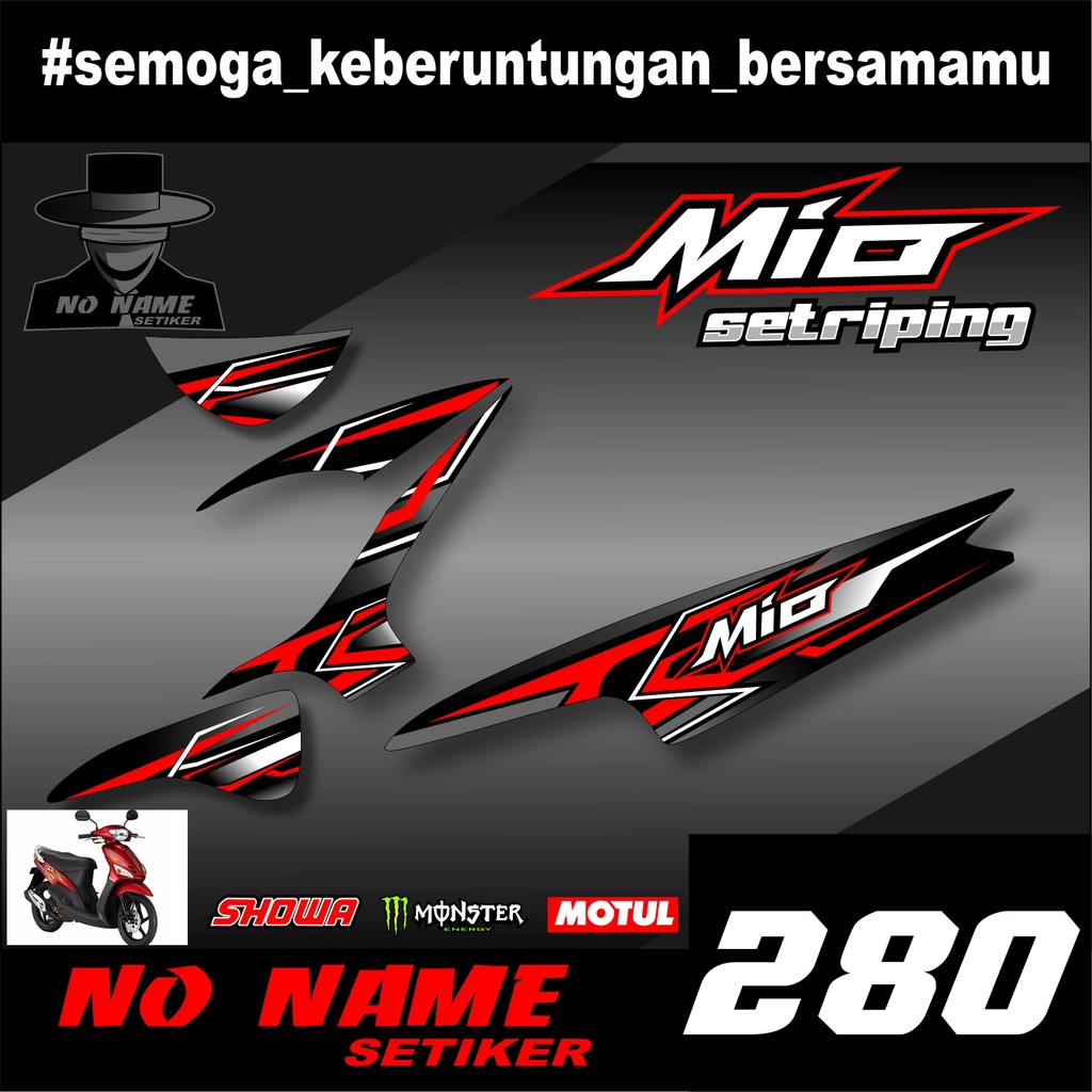 Stiker Striping Mio 110 Smile/Sporty (280) 2008 2009 2010 2012 2013 setiker decal mio karbu