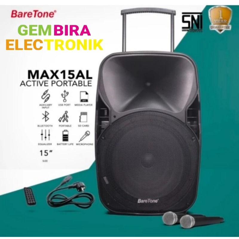 Jual Speaker Aktif Portable Baretone 15 Inch Bluetooth Max15al Original Shopee Indonesia