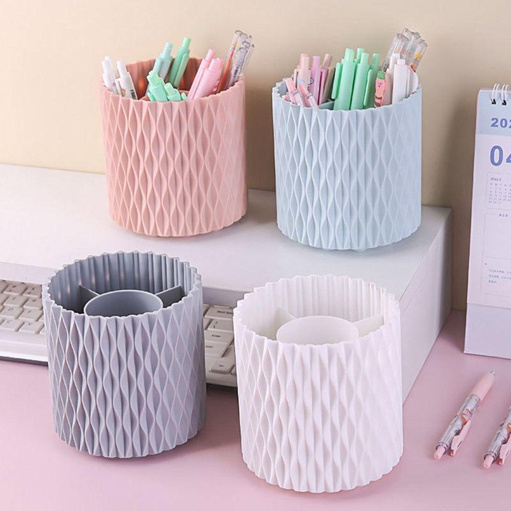 Top Rotating Pen Container Stylish Container Office Desktop Decoration Divided Pen Bucket