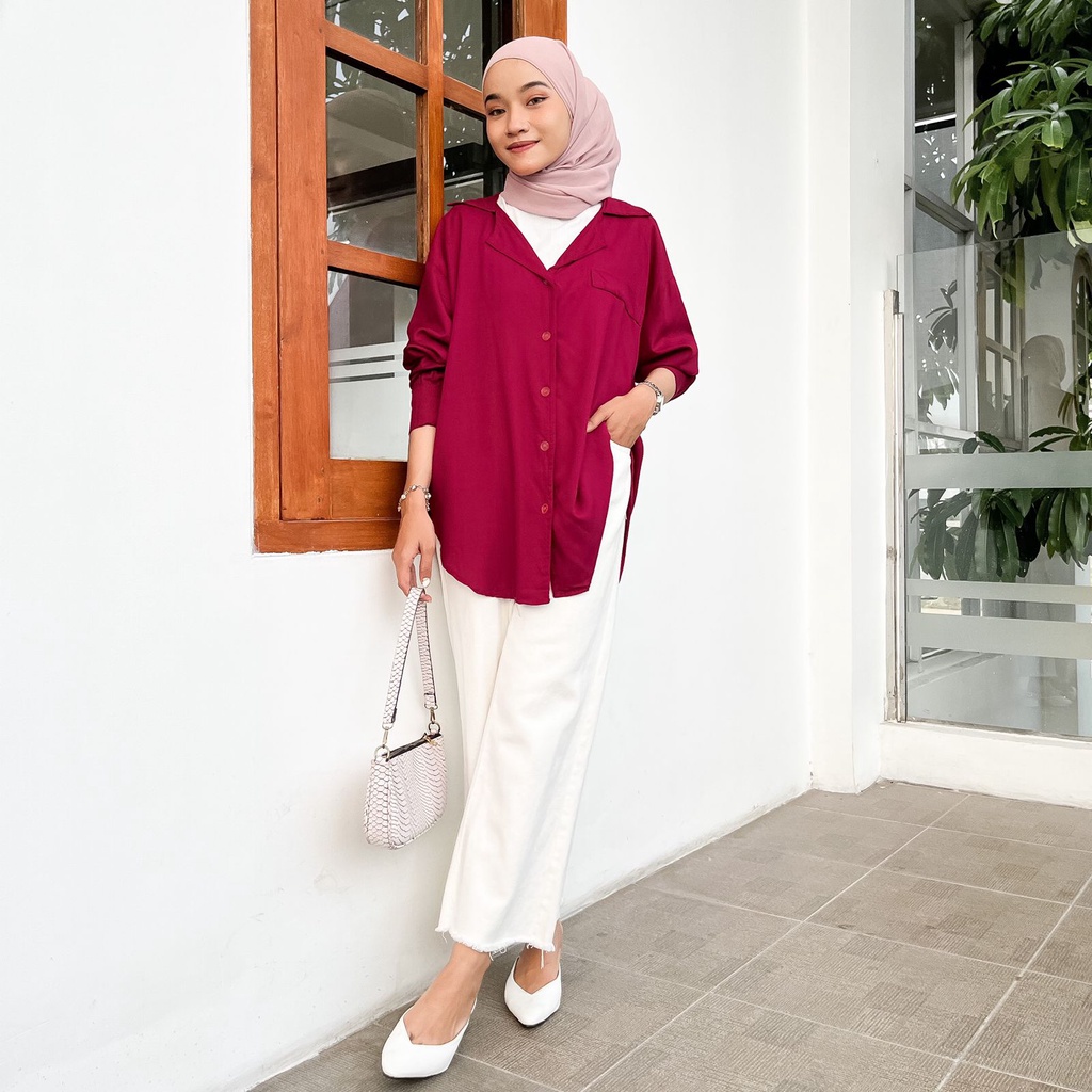 JIHAN OVERSIZE XXL LD 120  - BAJU BLOUSE WANITA JUMBO BIG SIZE TO XXL - ATASAN LENGAN PANJANG - KEMEJA OVERSIZE