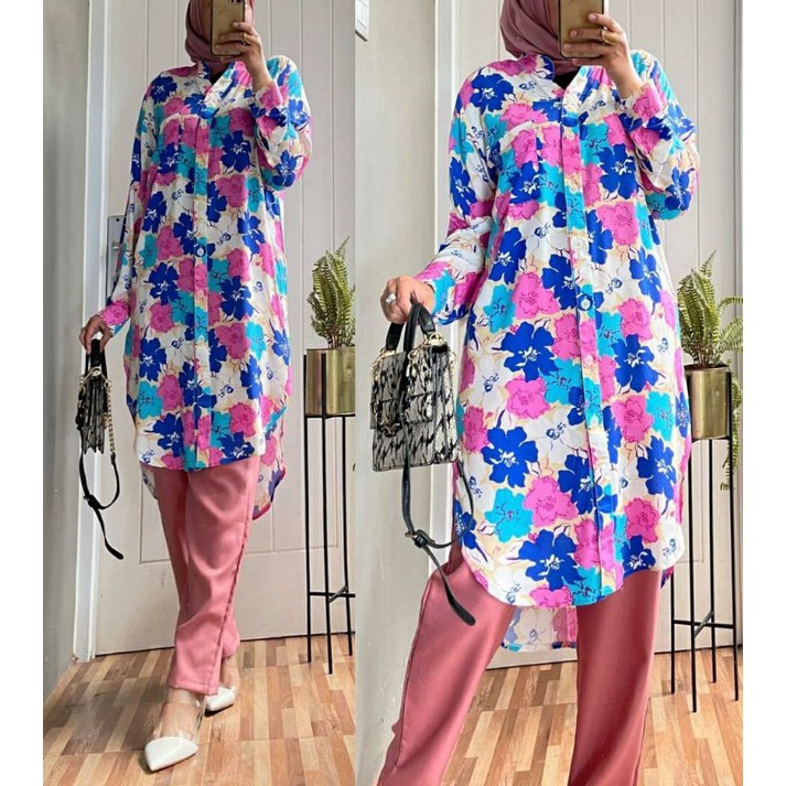 Hemes Set, SETELAN TUNIK MUSLIM CANTIK FIT XL LD 116 BAHAN RAYON PREMIUM TERMURAH OOTD