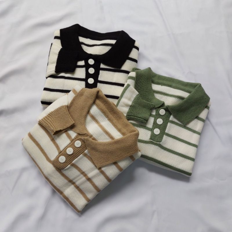 CELLINE T-SHIRT STRIPE / POLO KNIT TOP