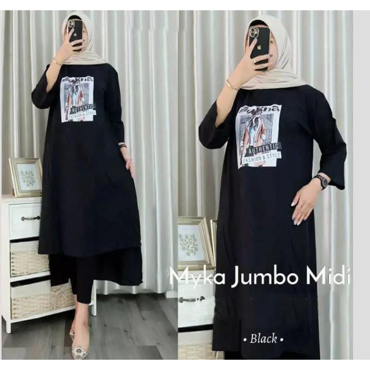 MYKA MIDI DRESS BL BAHAN KAOS KATUN COMBED 24s MOTIF POLOS APLIKASI SABLON UKURAN M L XL XXL MIDI DRESS JUMBO GAMIS WANITA TERBARU KOREAN STYLE MIDI DRESS CASUAL MUSLIMAH KAOS ATASAN WANITA OVERSIZE LENGAN PANJANG