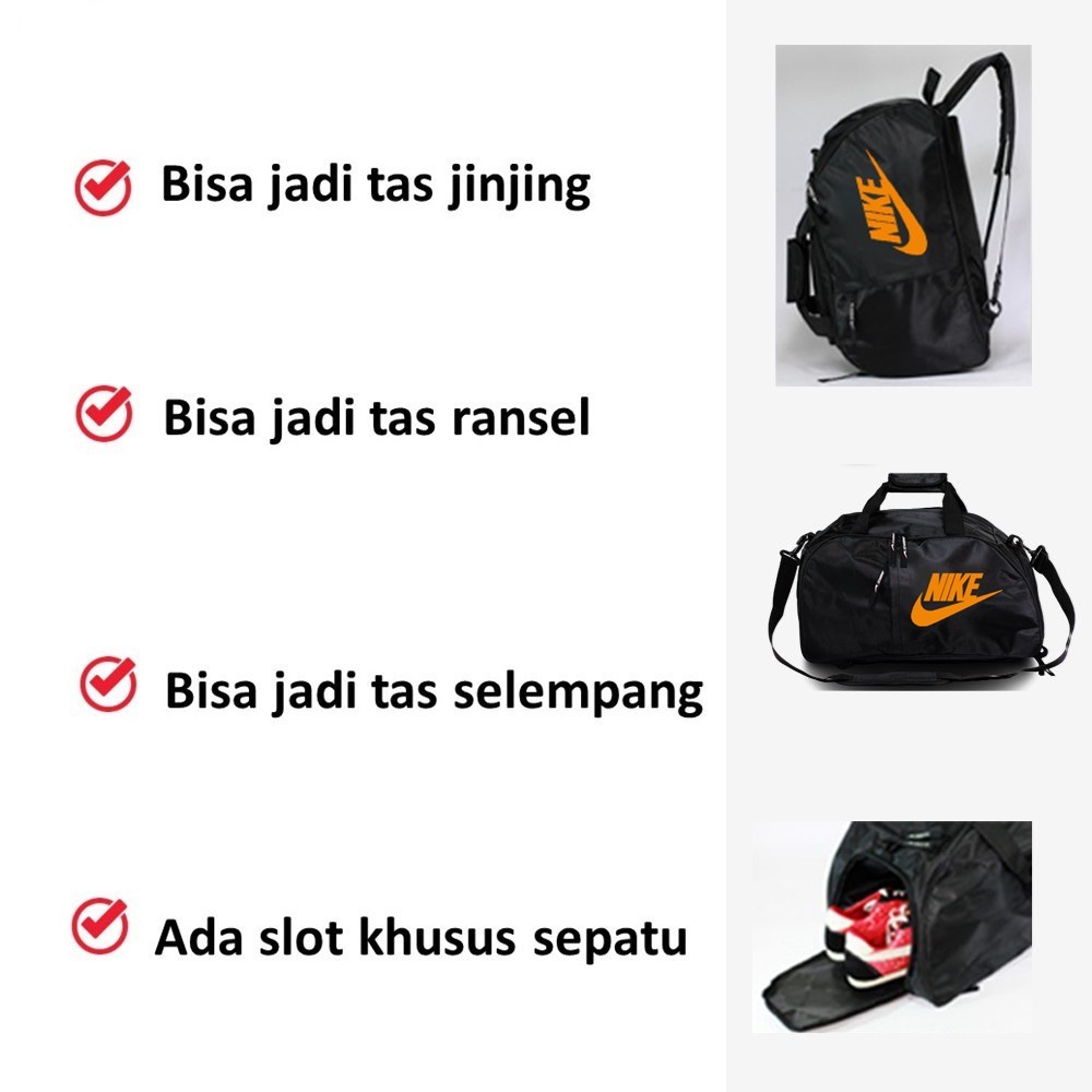 Tas Travel Bag Nike Duffel Travelbag Portable Gym Bag Fitness Waterproof Jinjing Olahraga Traveling Mudik