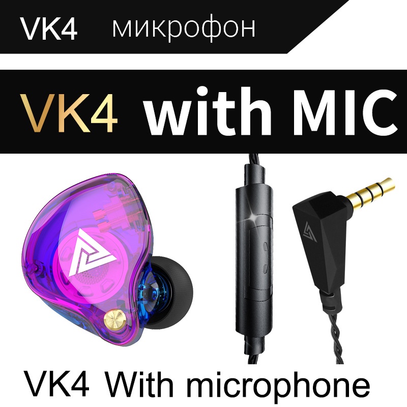 Qkz vk4 Earphone In-Ear HiFi Bass Suara Bass Warna Warni