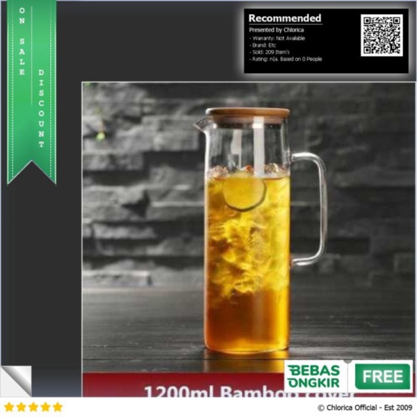 

Unik BORREY Teko Pitcher Teh Chinese Teapot Glass Bamboo Lid - CW2366 - 1200ml Transpar Etc Diskon