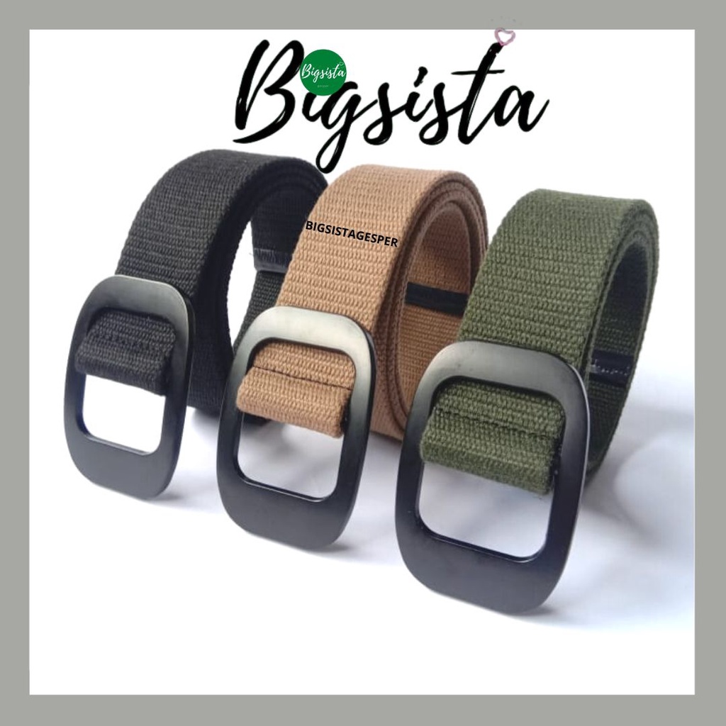 Ikat Pinggang Pria Jumbo Bahan Katun Kanvas Tactical Gesper Cowok Kain Ukuran Panjang Big Size