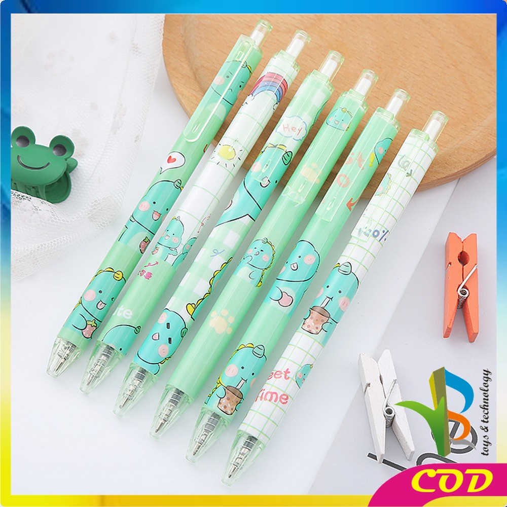 RB-A35 Pen Gel Mekanik Motif Cartoon Dinosaur / Pulpen Pelajar Dan Kantor Pena Lucu Motif Dino Imut