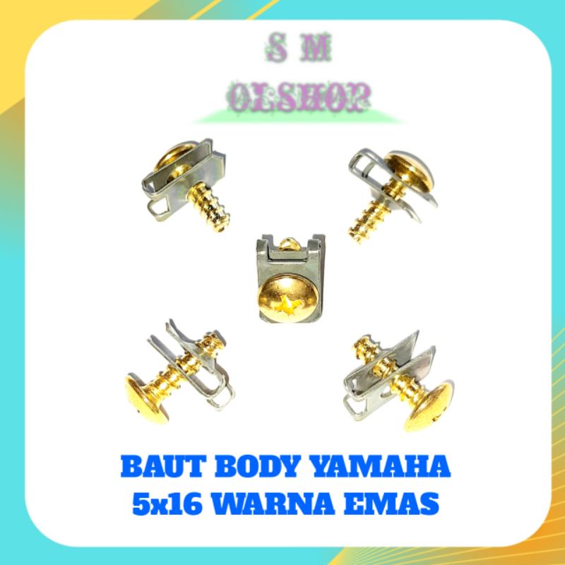 20 PCS Baut Gold Baut Klip Body Yamaha 5x16 Baut Body Motor Yamaha Baut Klip Cover Body Yamaha Matic Yamaha Non Matic Vega,Jupiter,Mio,Xride