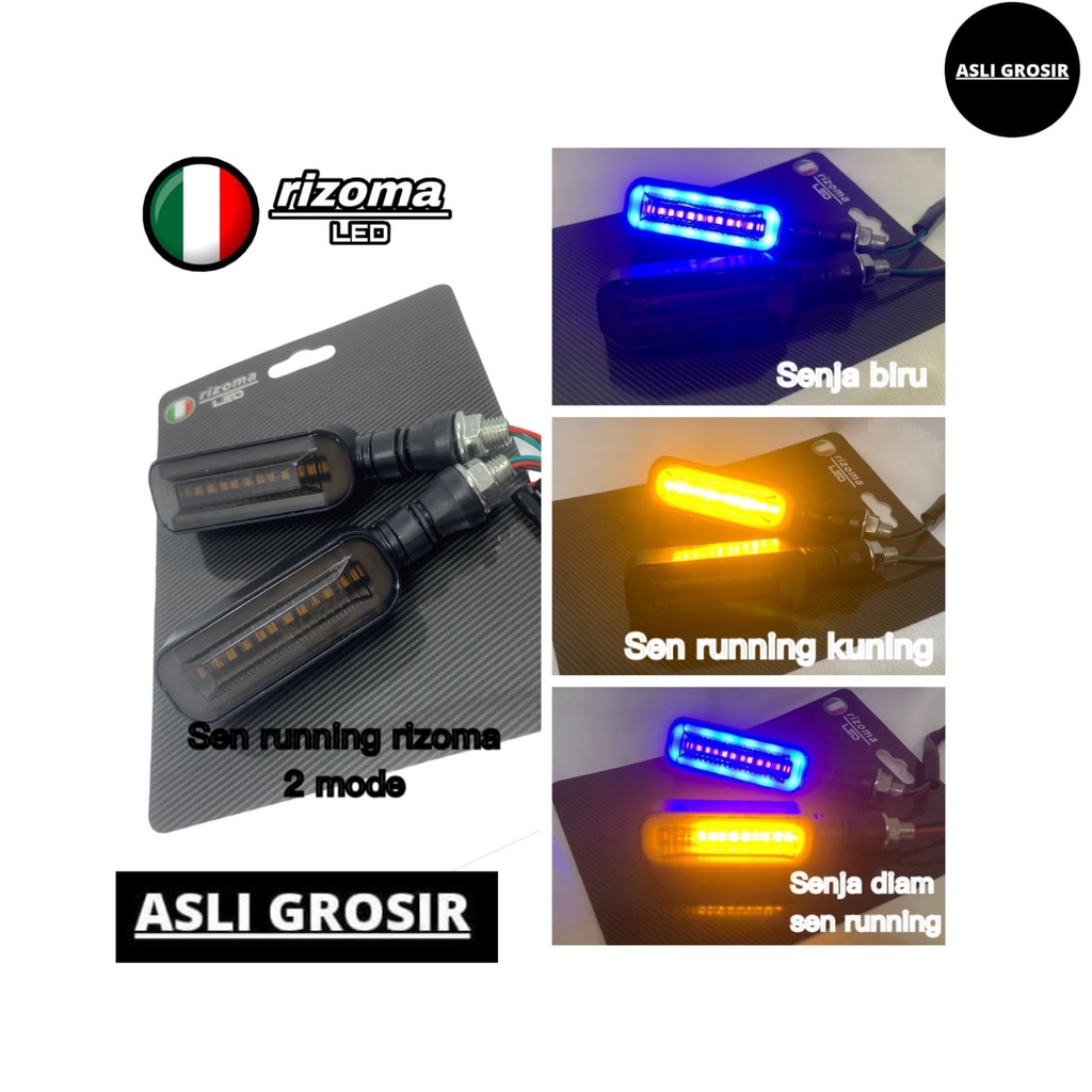 Sen Lampu Led Sein rizoma 2 In 1 Running Senja Universal WaterProof 1 Set Kiri Kanan Biru Kuning