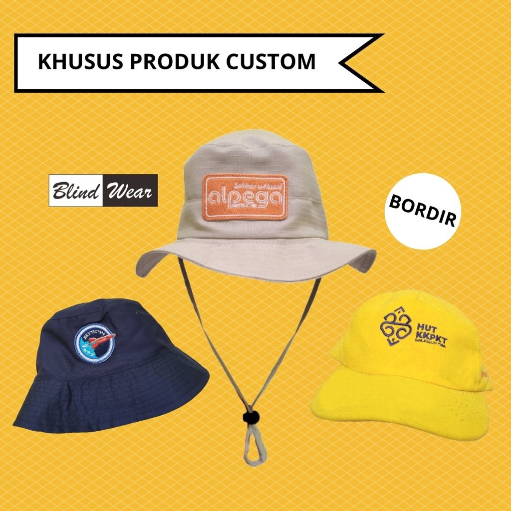 Produk Khusus Bordir Sablon Topi Rimba Bucket Baseball Miki Hat Komando Trucker