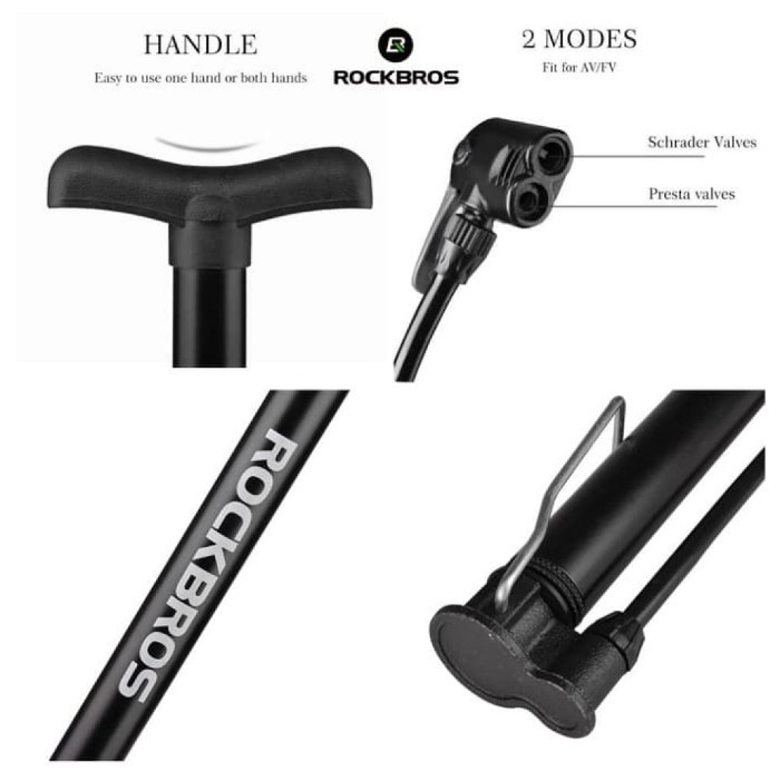 POMPA BAN SEPEDA ROCKBROS ALUMUNIUM 120 PSI PORTABLE DAN RINGAN / POMPA BAN SEPEDA ROCKBROS