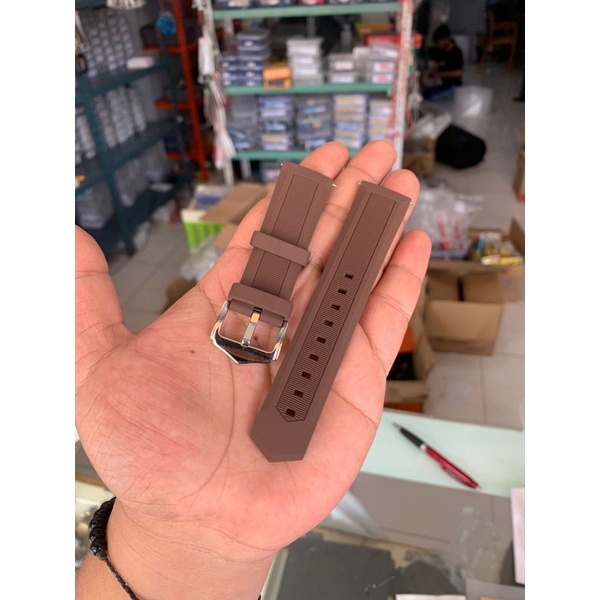 Strap Tali Jam Tangan Silicon limited coklat 22mm