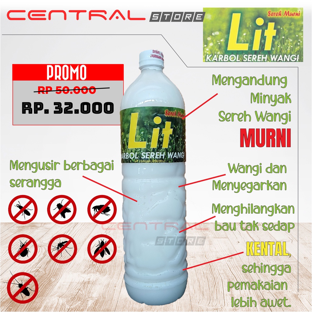 Karbol Lit SEREH wangi 1.5Liter pembersih lantai higienis 1500ml