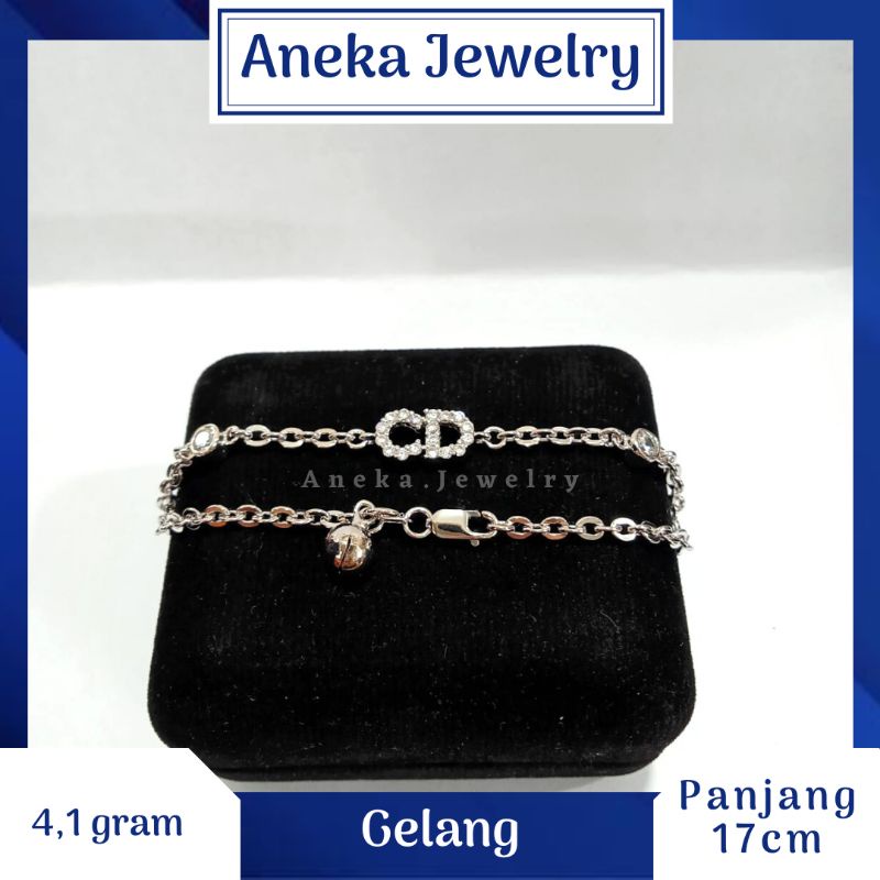 Gelang Holo CD Mata2, Perak 925, Sepuh Emas Putih